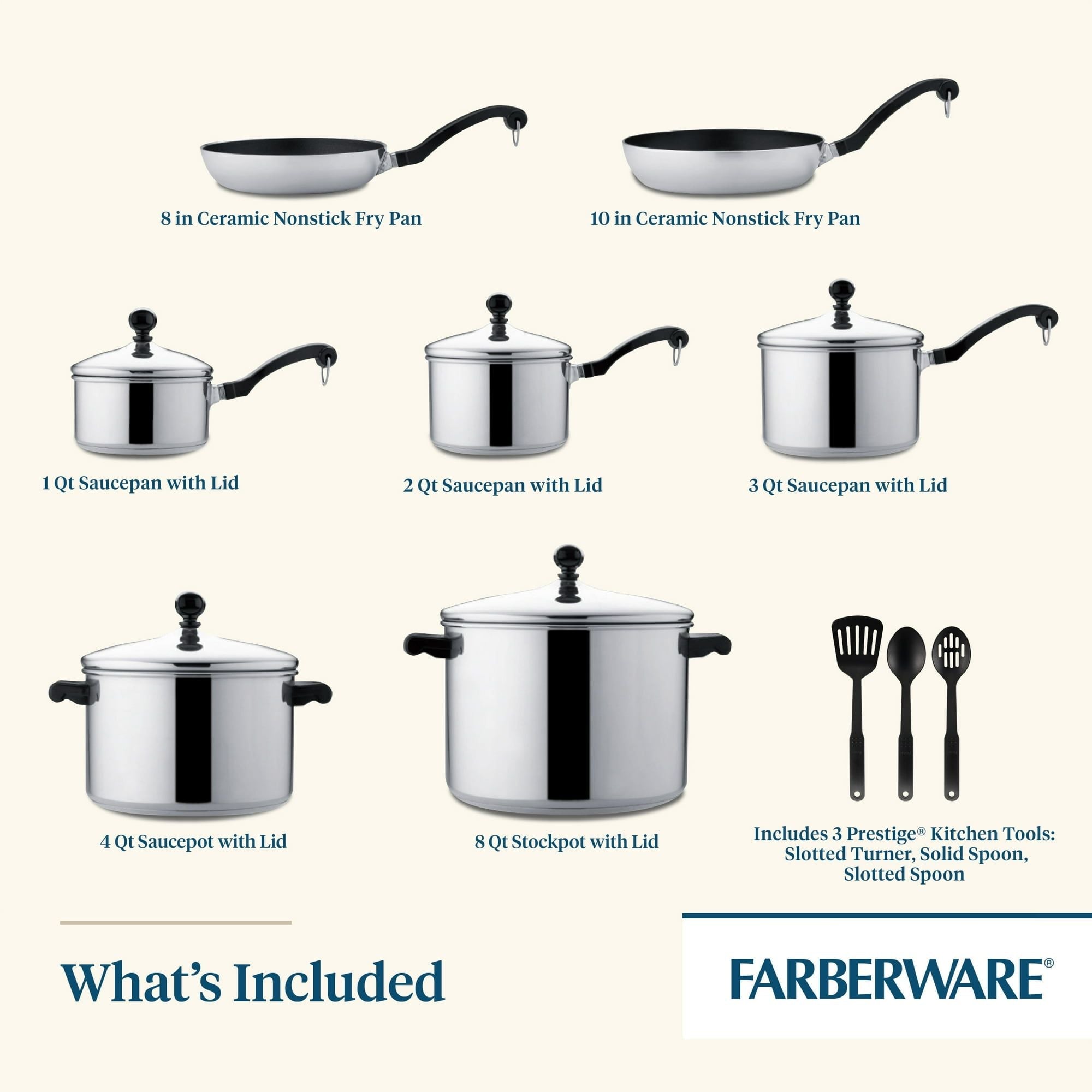 15 Piece Stainless Steel Pots and Pans Set
