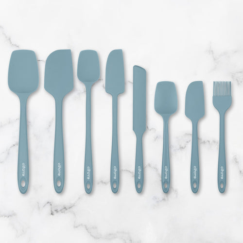 8 Piece Silicone Spatula Set - Teal Grey