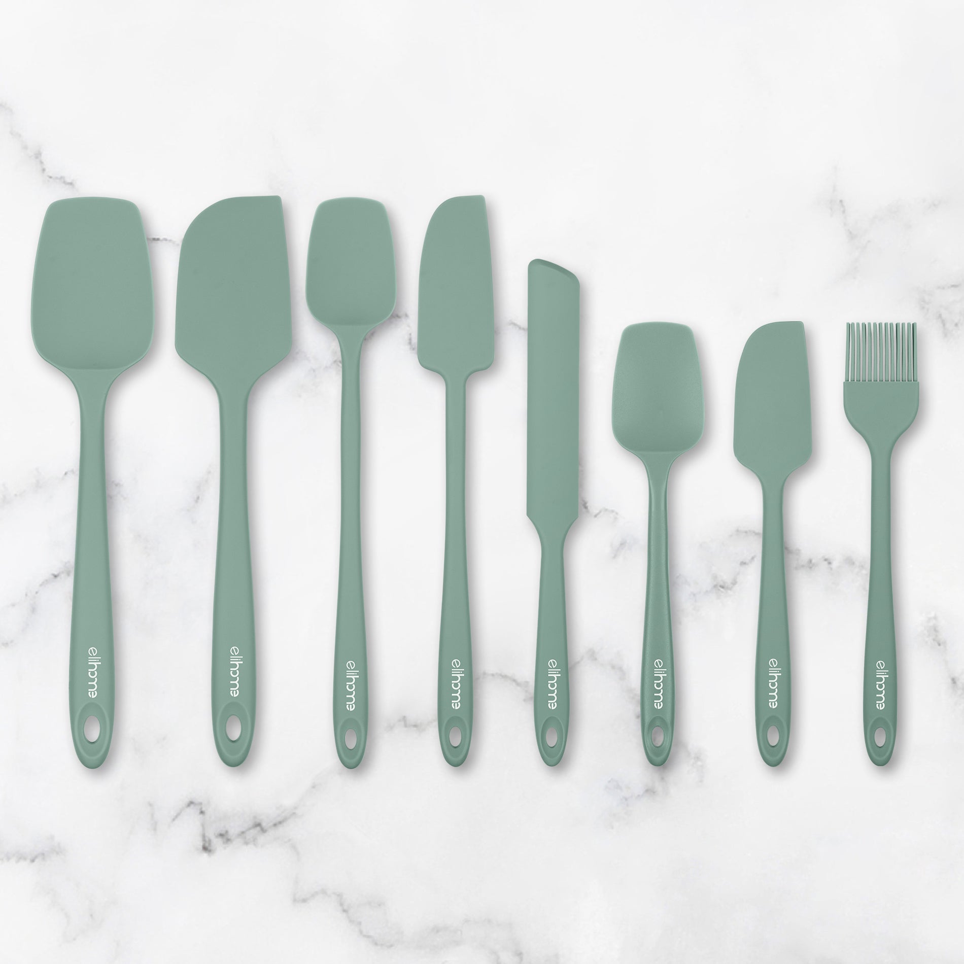 8 Piece Silicone Spatula Set - Teal Grey