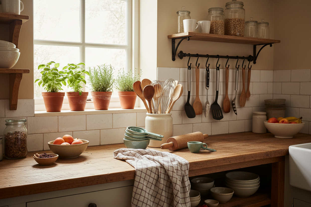 kitchen tools in cozy kitchen 