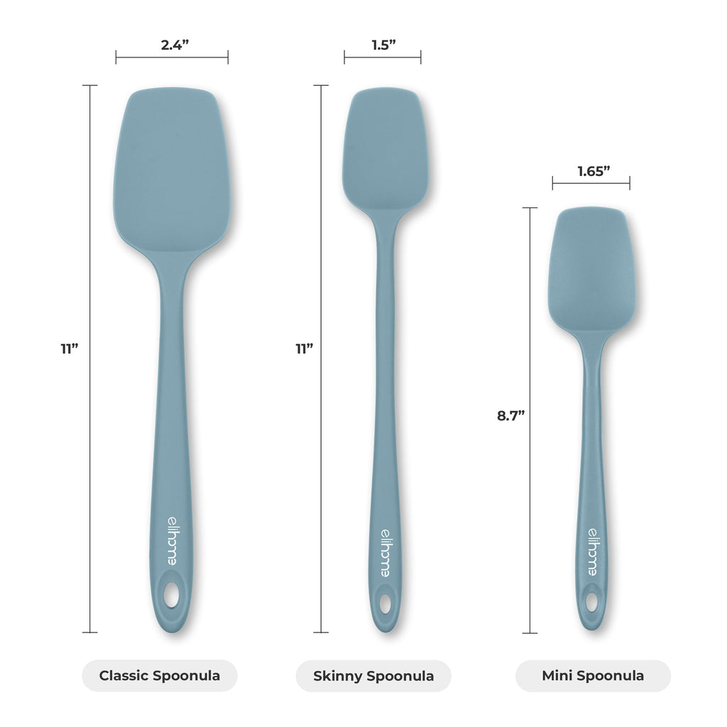 8 Piece Silicone Spatula Set - Teal Grey